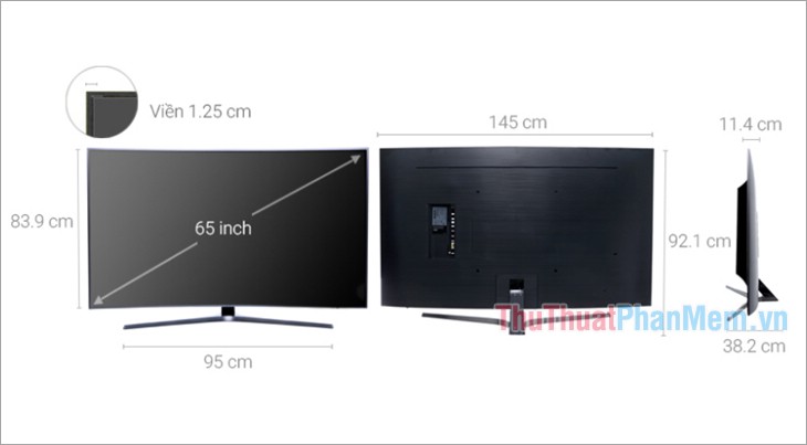 Kích thước Smart Tivi Cong Samsung 4K 65 inch UA65MU6500