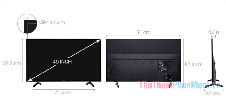Kích thước Smart Tivi Panasonic 40 inch TH-40FS500V