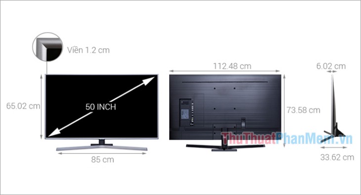 Kích thước Smart Tivi Samsung 4K 50 inch UA50NU7400