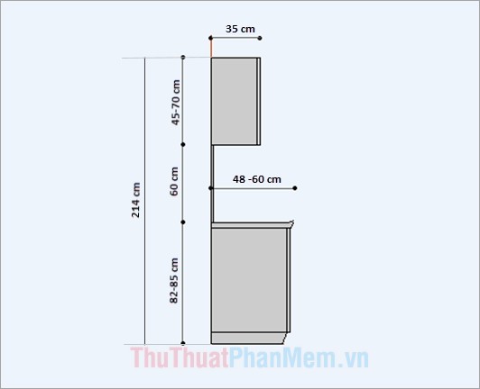 Kích thước tủ bếp chuẩn, thông dụng ở Việt Nam - 2