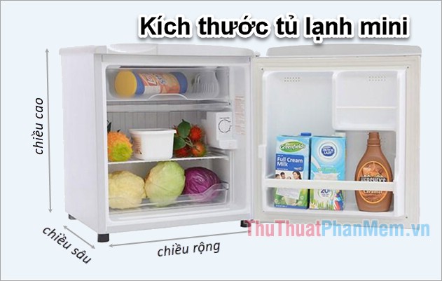Kích thước tủ lạnh mini (dung tích 50-92 lít)