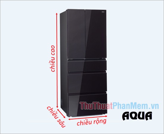 Kích thước tủ lạnh side by side thông dụng của Aqua