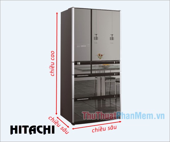 Kích thước tủ lạnh side by side thông dụng của Hitachi