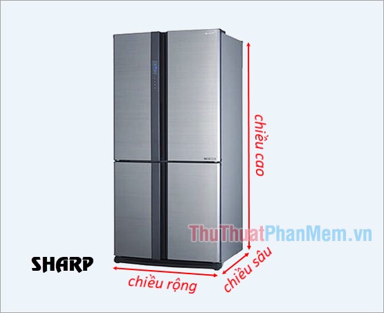 Kích thước tủ lạnh side by side thông dụng của Sharp