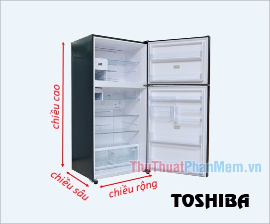 Kích thước tủ lạnh side by side thông dụng của Toshiba