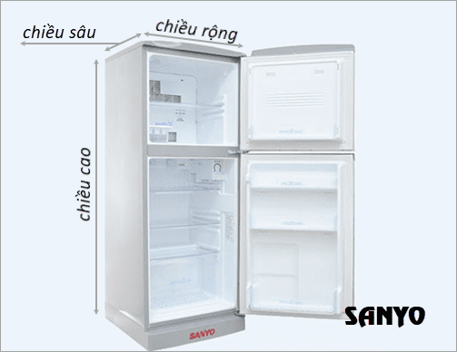 Kích thước tủ lạnh thông dụng của SANYO