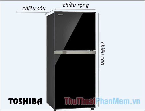 Kích thước tủ lạnh thông dụng của Toshiba