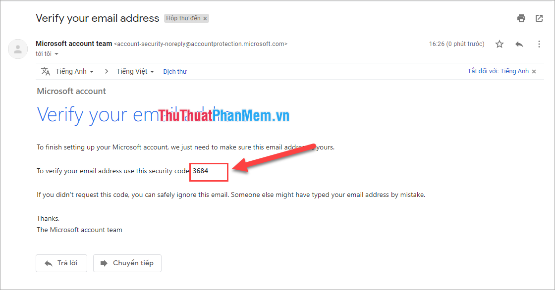 Kiểm tra mã code trong Email