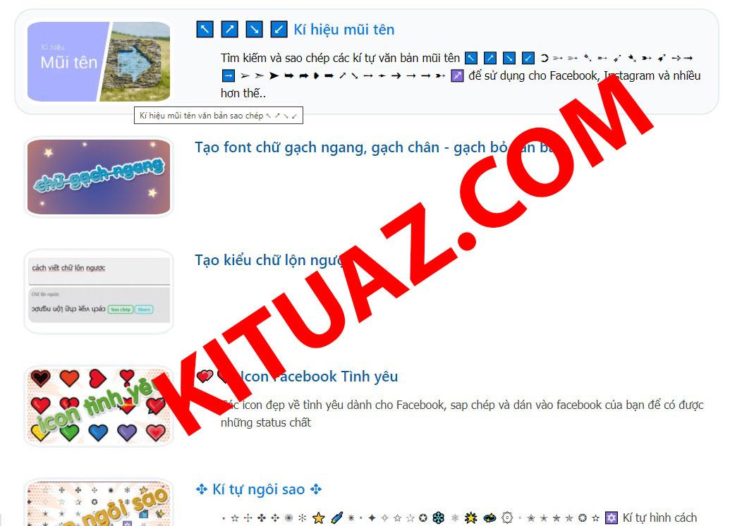 Kituaz.com còn là kho tàng của cực nhiều các font chữ đẹp, các icon độc đáo có 1 0 2