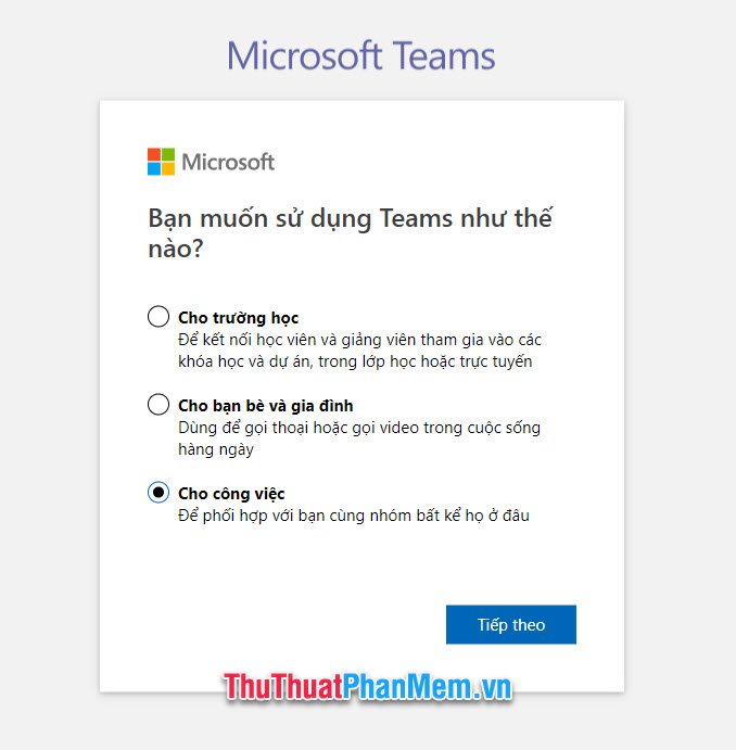 Lựa chọn kiểu Team mà mình muốn lập trên Microsoft Teams