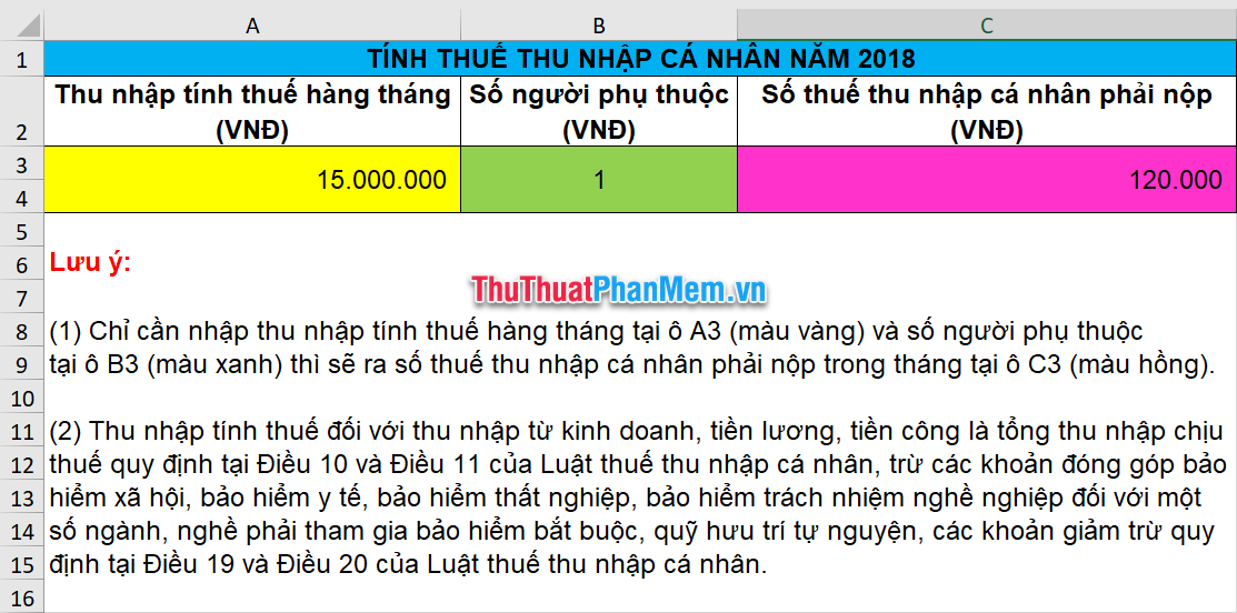 Mẫu tính lương Excel bằng tiếng Việt 3