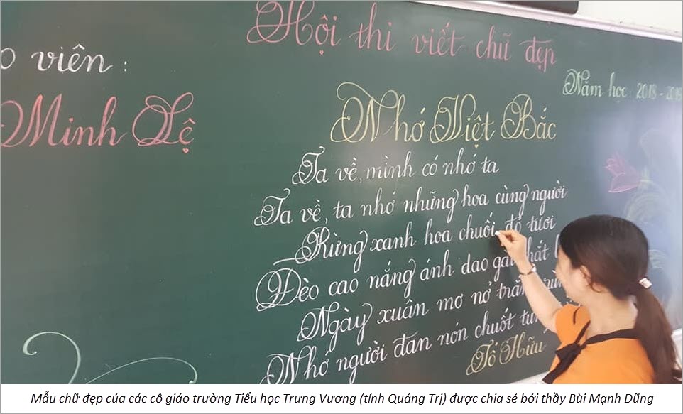 Mẫu viết chữ đẹp của cô giáo