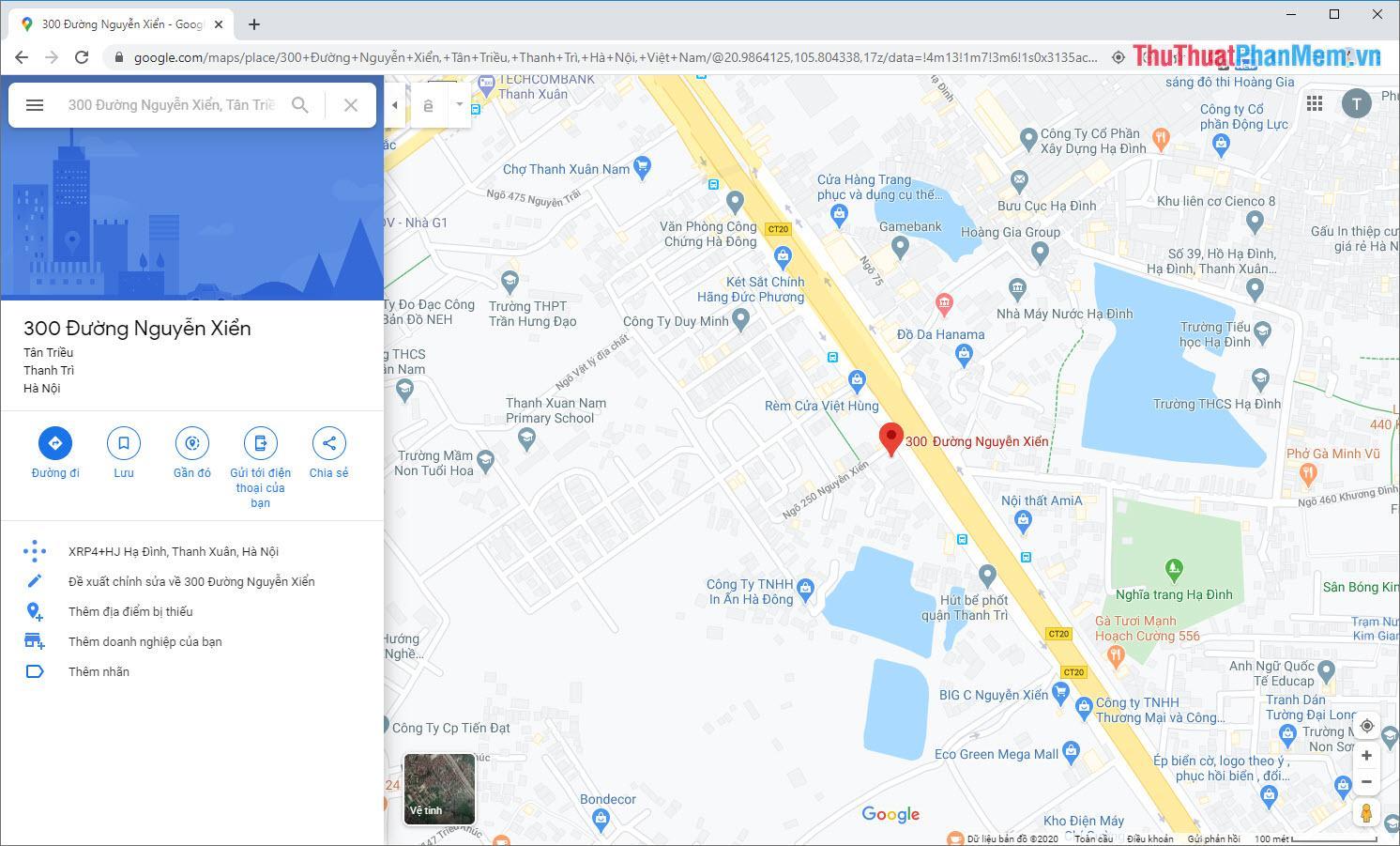 Mở Google Map và nhập địa điểm của vị trí cần lấy tọa độ