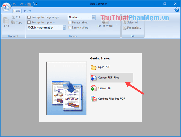 Mở ứng dụng và chọn mục Convert PDF Files