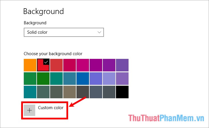 Nhấn Custom color nếu muốn lựa chọn thêm màu sắc khác