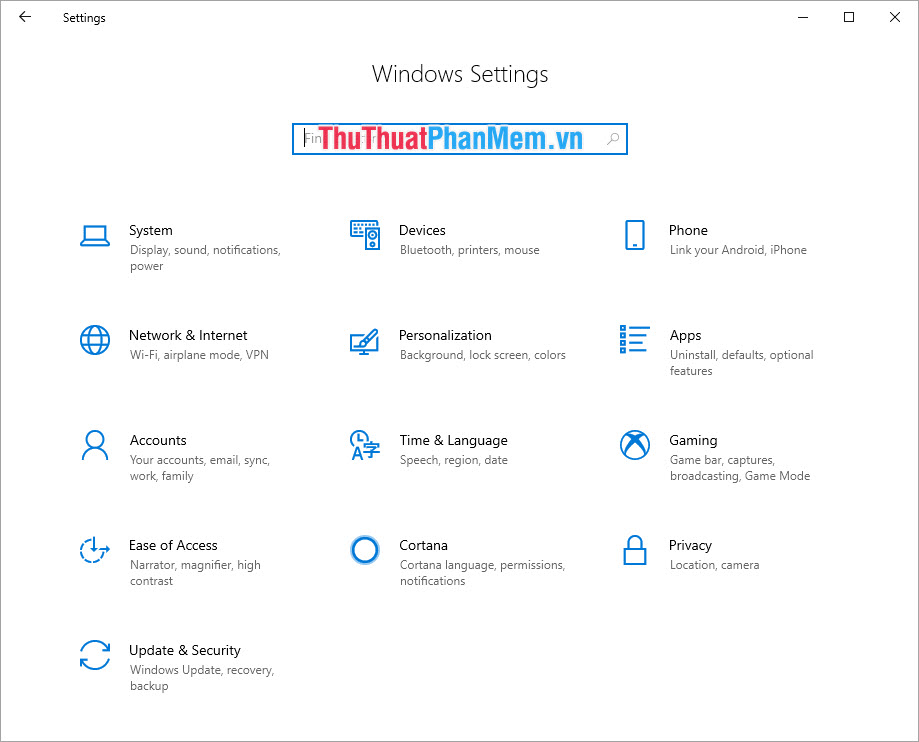 Nhấn tổ hợp phím Windows X để mở cửa sổ Settings