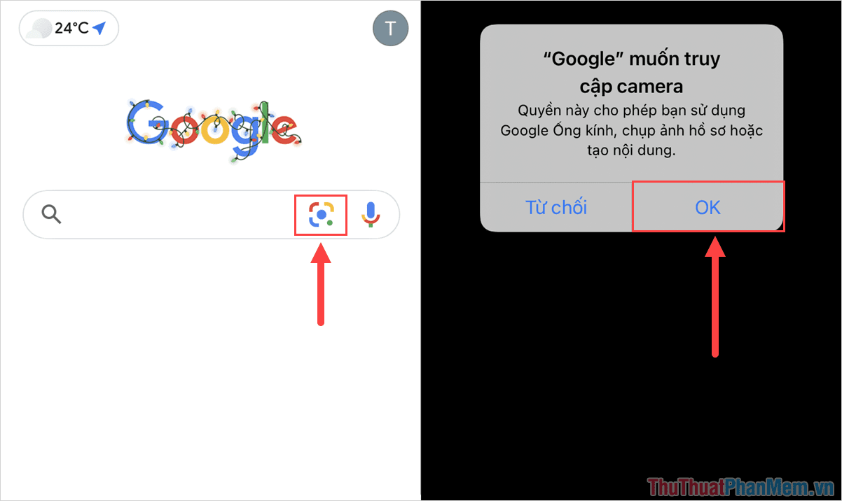 Nhấn vào biểu tượng Lens để khởi động Google Lens