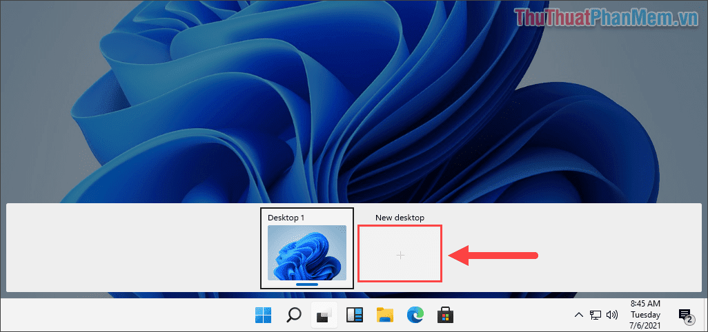 Nhấn vào mục New Desktop để tạo thêm màn hình ảo trên máy tính Windows