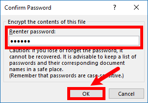 Nhập lại mật khẩu vào ô phía dưới Reenter password