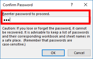 Nhập mật khẩu đã nhập trong ô Password to open