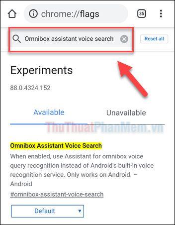 Nhập vào Omnibox assistant voice search