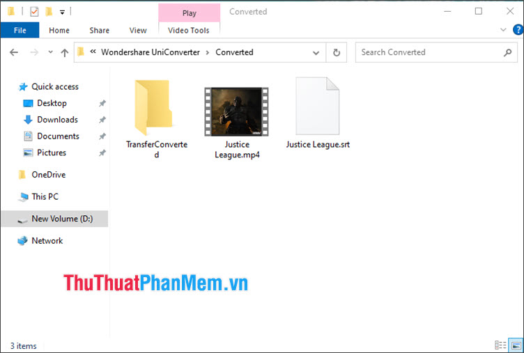 Sau khi convert xong thì bạn mở thư mục lưu file sẽ thấy file video và file sub riêng biệt