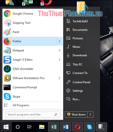 Start menu đã thay đổi giống trên windows 7