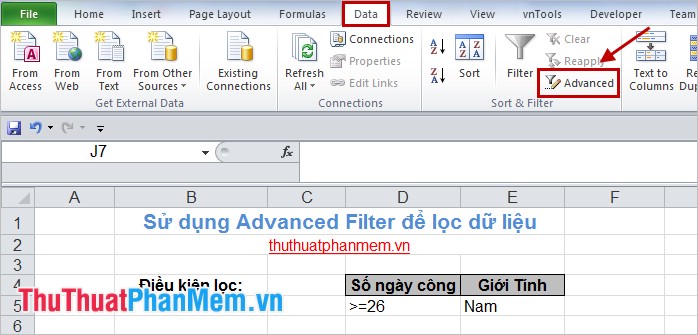 Sử dụng Advanced Filter để lọc dữ liệu 7