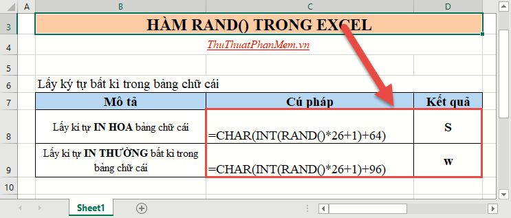 Sử dụng hàm RAND() lấy một kí tự bất kì trong bảng chữ cái