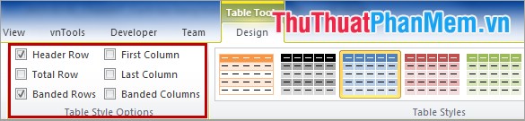 Table Style Options