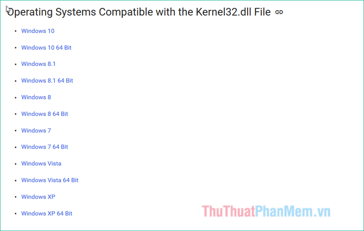 Tải file kernel32.dll về máy tính