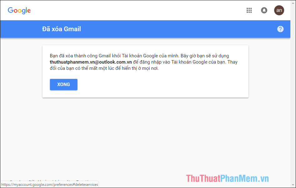 Tài khoản Gmail bị xoá nhưng tài khoản Google không mất đi