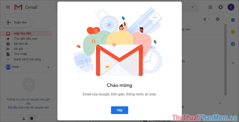Tài khoản Gmail của bạn đã được tạo mới