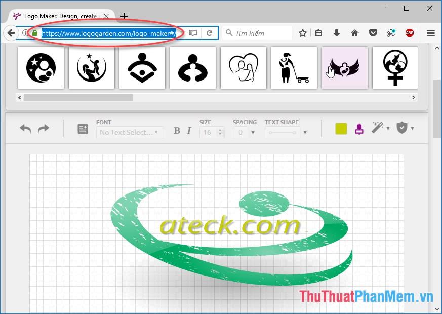 Tạo Logo online trên trang https://www.logogarden.com
