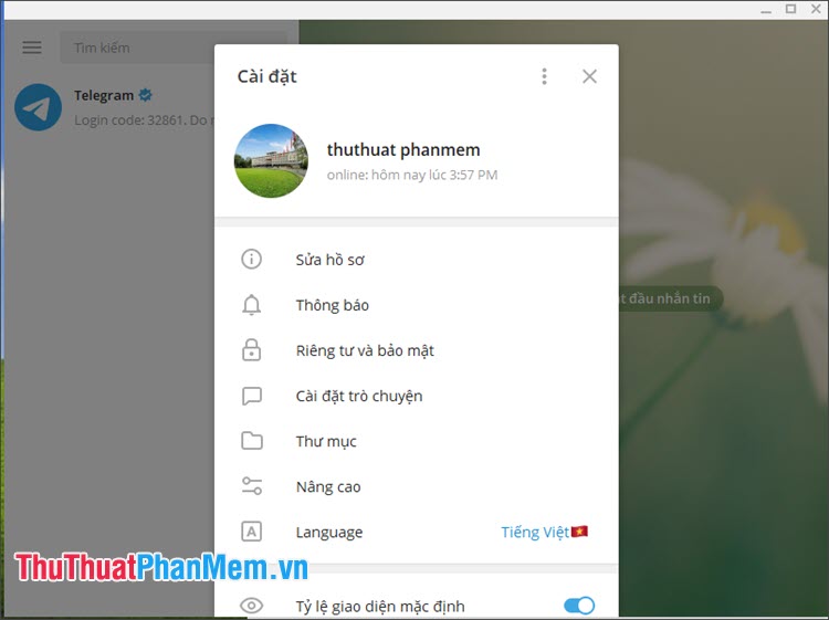Telegram của bạn sẽ được chuyển sang giao diện tiếng Việt