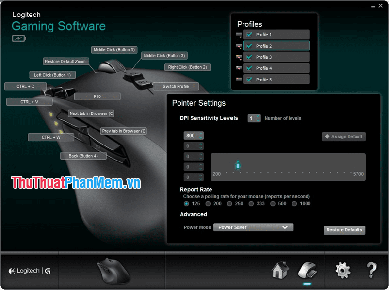 Thay đổi DPI của chuột Logitech trong phần mềm Logitech Gaming Software
