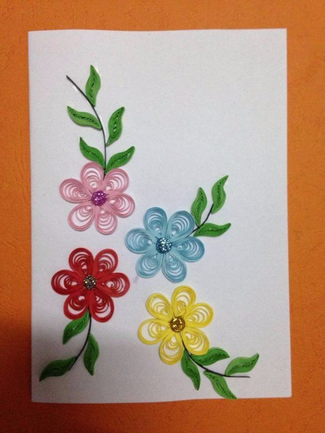 Thiệp làm tay handmade với những bông hoa đơn giản nhưng vẫn đẹp