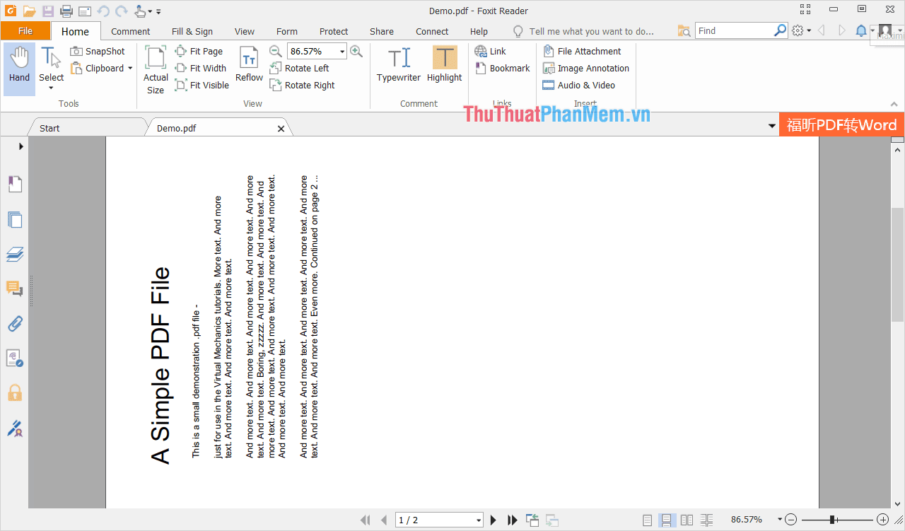 Tiến hành kéo con lăn chuột để kiểm tra các trang trong file PDF