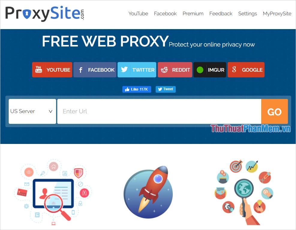 Tiến hành truy cập trang chủ của ProxySite để sử dụng