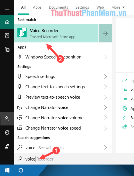 Tìm công cụ Voice Recorder