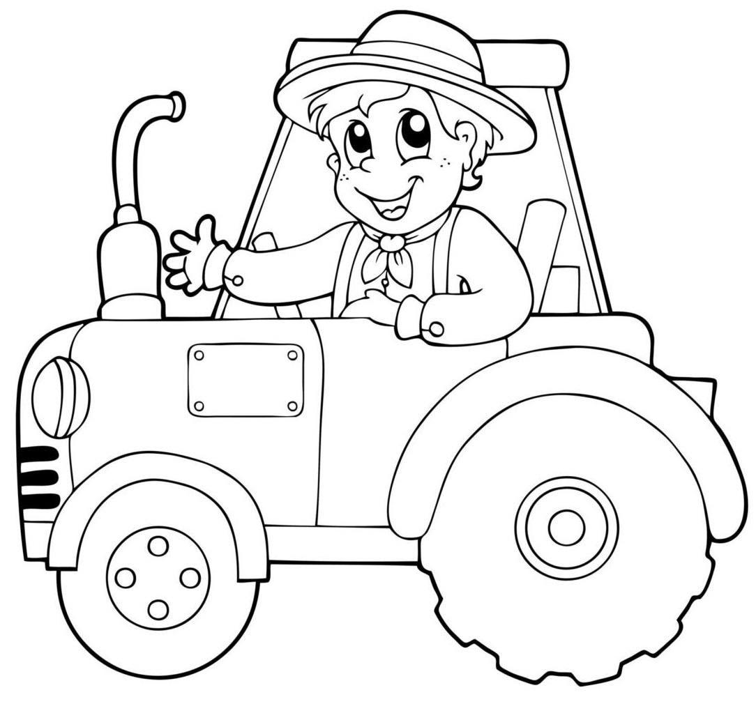 Tranh tô màu bác nông dân lái xe cho bé