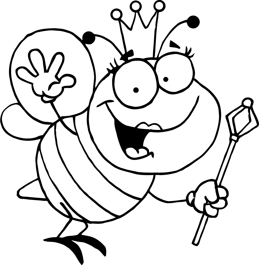 Tranh tô màu chú ong với vương miện và quyền trượng