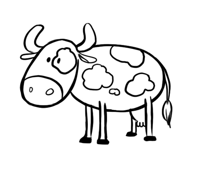 Tranh tô màu con bò đơn giản cho bé