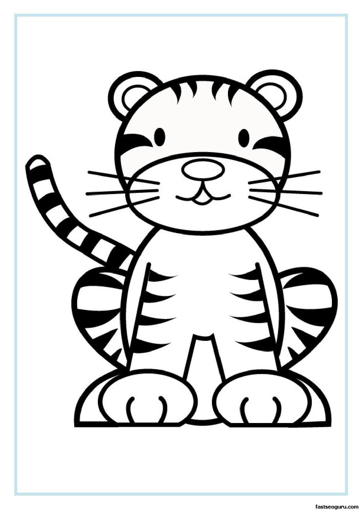 Tranh tô màu con hổ phong cách cartoon