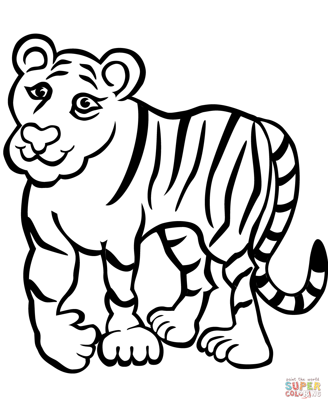Tranh tô màu con hổ vẽ kiểu châm biếm