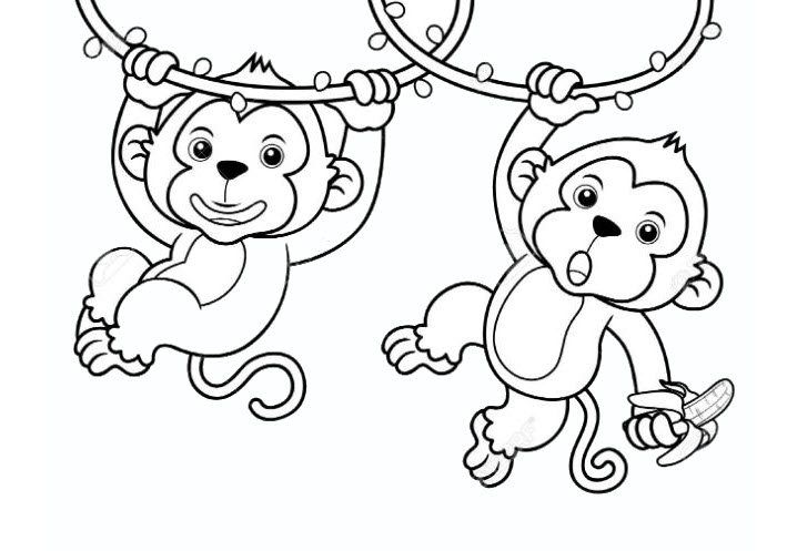 Tranh tô màu con khỉ đẹp cho bé 5 tuổi