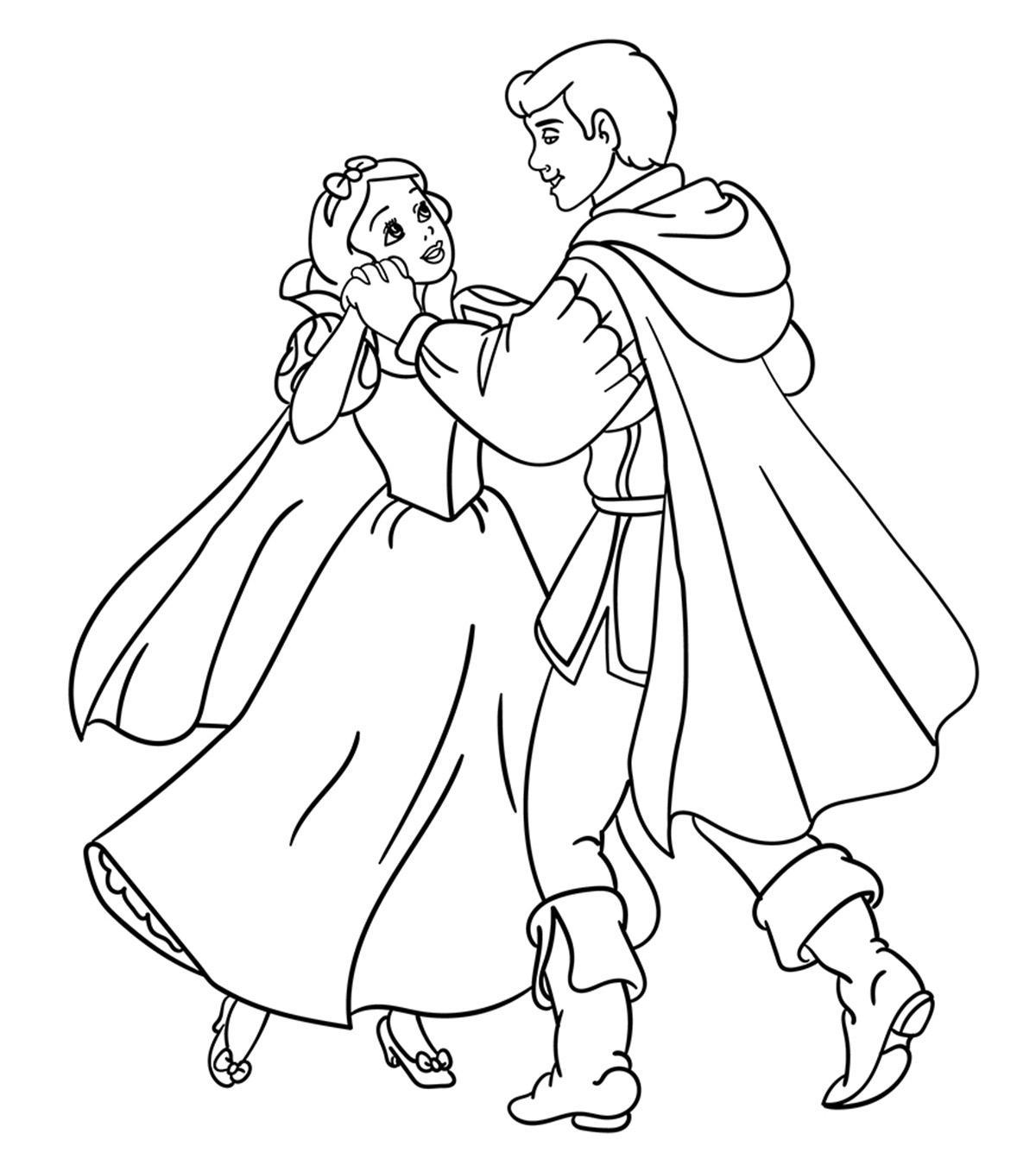 Tranh tô màu công chúa bạch tuyết và hoàng tử