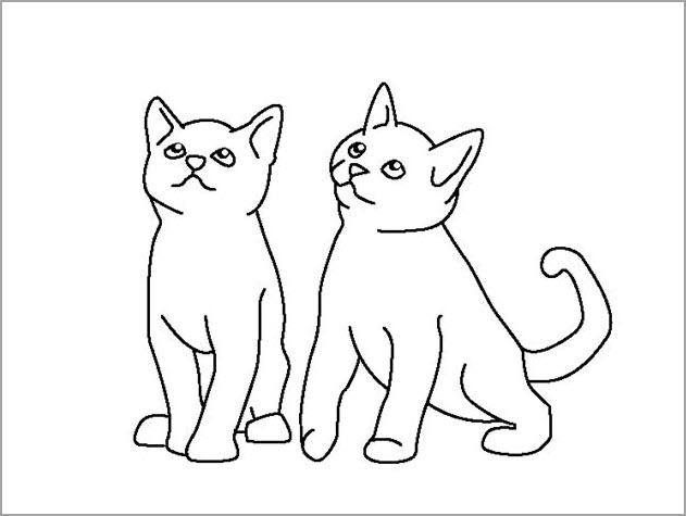 Tranh tô màu hai chú mèo đáng yêu