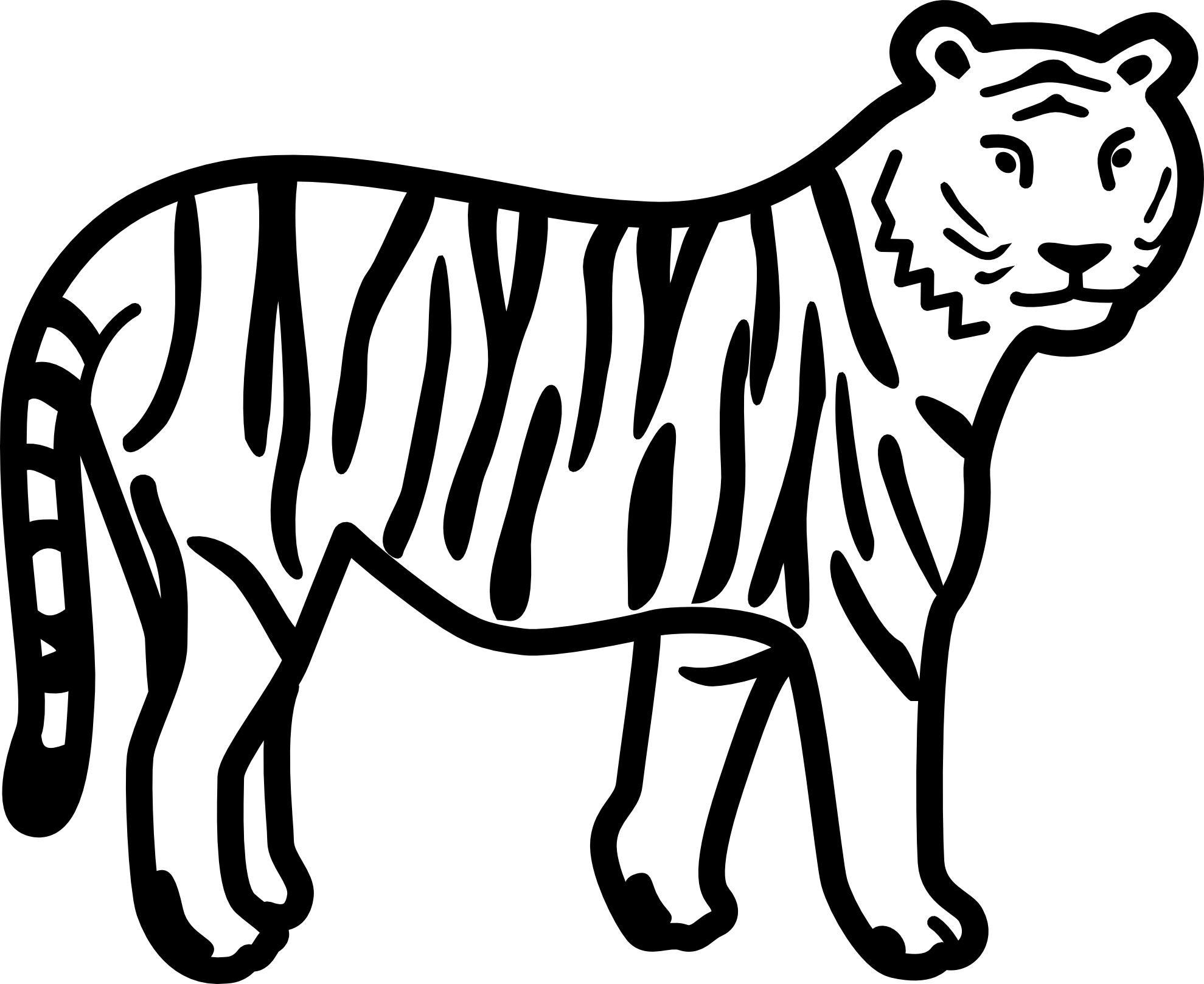 Tranh tô màu hình con hổ đơn giản
