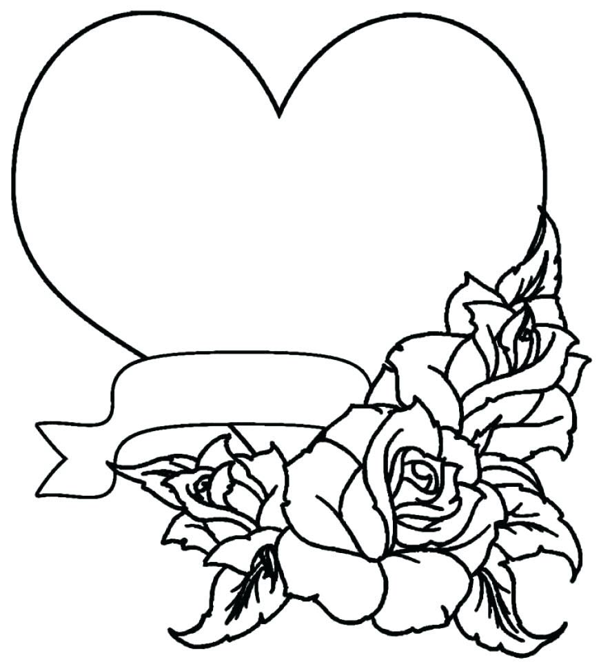 Tranh tô màu hình trái tim và hoa hồng đẹp nhất